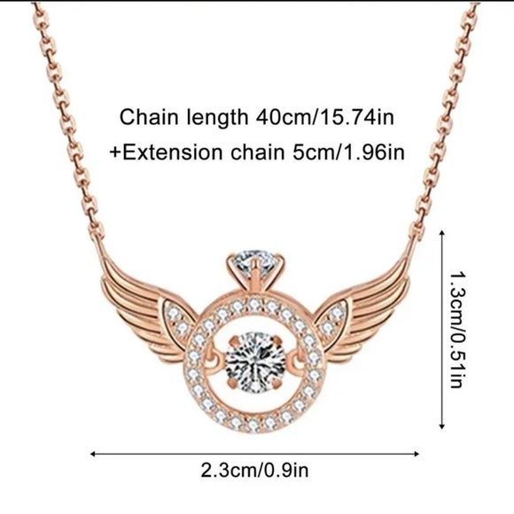 14K White Gold/ Rhodium Plated Diamond In Motion Diamond Ring w/ Wings Necklace - Picture 3 of 7